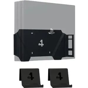 4mount - Wandhalterung für PlayStation 4 Pro Black + 2x Controller-Wandhalterungen