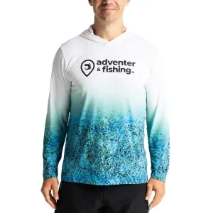 ADVENTER & FISHING UV HOODIE BLUEFIN TREVALLY Herren Funktionsshirt mit Kapuze, hellblau, größe