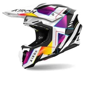 Airoh Twist 3 Rainbow White Purple Offroad Helmet Größe XL