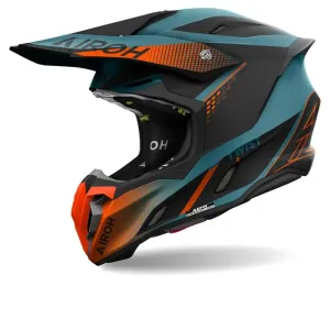 Airoh Twist 3 Shard Orange Blue Offroad Helmet Größe M