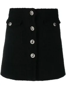 ALESSANDRA RICH - Button-embellished BouclÃ© Tweed Mini Skirt #235828