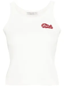 ALESSANDRA RICH - Logo Ribbed Cotton Tank Top