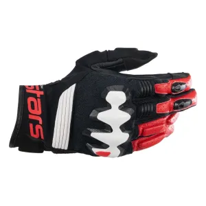 Alpinestars Halo Leather Schwarz Weiß Bright Rot Handschuhe Größe M