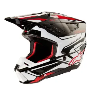 Alpinestars S-M5 Action 2 Helmet Ece 22.06 Black White Bright Red Glossy Größe L