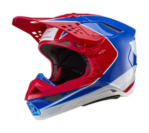 Alpinestars Supertech S-M10 Aeon Helmet Ece 22.06 Bright Red Blue Glossy Größe 2XL