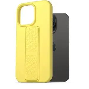 AlzaGuard Liquid Silicone Case with Stand für iPhone 15 Pro gelb