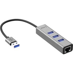 AlzaPower AluCore USB-A (M) auf 3 × USB-A (F) mit LAN - grau