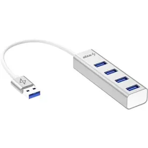 AlzaPower AluCore USB-A (M) für 4× USB-A (F) Silber