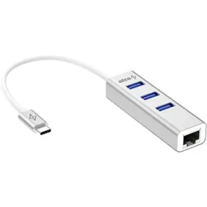 AlzaPower AluCore USB-C (M) für 3 × USB-A (F) mit LAN - Silber
