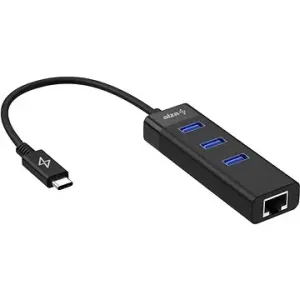 AlzaPower Core USB-C (M) für 3 × USB-A (F) mit LAN - schwarz
