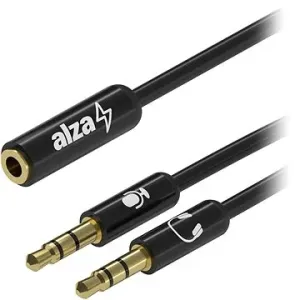 AlzaPower 2x 3.5mm Jack (M) to 3.5mm Jack 4P-TRRS (F) 0.15m - schwarz
