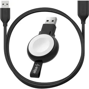AlzaPower Wireless MFi Watch Ladegerät 120 USB-A schwarz + Core USB-A (M) zu USB-A (F) 2.0 Datenkabel