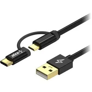 AlzaPower AluCore 2in1 USB-A to Micro USB/USB-C 1m - schwarz