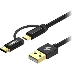 AlzaPower AluCore 2in1 USB-A to Micro USB/USB-C 2m - schwarz