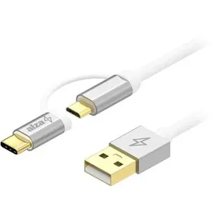 AlzaPower AluCore 2in1 USB-A to Micro USB/USB-C 2m Weiß