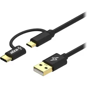 AlzaPower Core 2in1 USB-A to Micro USB/USB-C 0.5m - schwarz