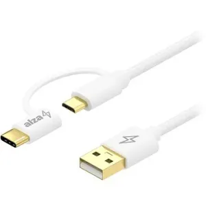 AlzaPower AluCore 2 in1 USB-A to Micro USB/USB-C 2m Weiß