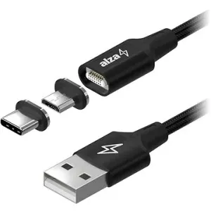 AlzaPower MagCore 2in1 USB-A to Micro USB/USB-C 60W 1m - schwarz