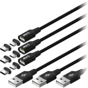 AlzaPower MagCore 2in1 USB-A to Micro USB/USB-C 60W 2m schwarz, Multipack 3ks