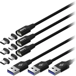 AlzaPower MagCore 2in1 USB-C + Micro-USB - 5 A - 3 Stück Multipack - 1 m - schwarz