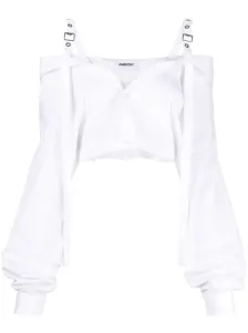 AMBUSH - Off Shoulders Cropped Cotton Shirt #1399176