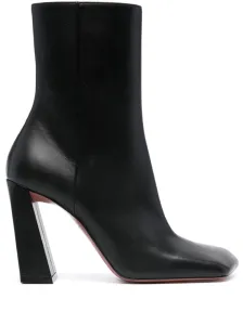 AMINA MUADDI - Leather Heel Ankle Boots