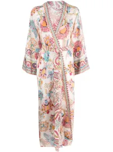 ANJUNA - Printed Satin Belted Kimono