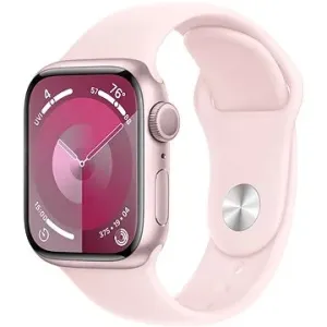 Apple Watch Series 9 41mm Aluminiumgehäuse Rosé mit Sportarmband Hellrosa - S/M