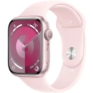 Apple Watch Series 9 45mm Aluminiumgehäuse Rosé mit Sportarmband Hellrosa - S/M