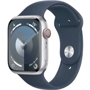 Apple Watch Series 9 45mm Cellular Aluminiumgehäuse Silber mit Sportarmband Sturmblau - M/L