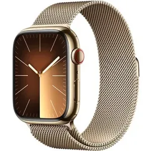 Apple Watch Series 9 45mm Cellular Edelstahlgehäuse Gold mit Milanaise-Armband Gold