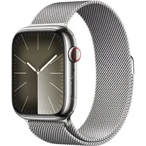 Apple Watch Series 9 45mm Cellular Edelstahlgehäuse Silber mit Milanaise-Armband Silber