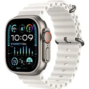 Apple Watch Ultra 2 49mm Titan-Gehäuse mit weißem Ocean Armband