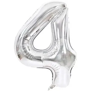 Atomia Folienballon Geburtstag Nummer 4, Silber 46 cm
