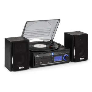 Auna DS-2 Stereoanlage Plattenspieler CD MP3-Recorder USB AUX-In UKW Boxen