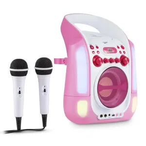 Auna Kara Illumina Karaokeanlage CD USB MP3 LED-Lichtshow 2x Mikrofon mobil