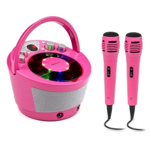 Auna SingSing BT Karaoke-Anlage 2 x Mikrofon CD-Player BT LED-Lichteffekt  mobil #272594