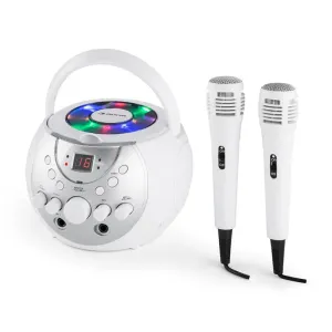 Auna SingSing portable Karaoke-Anlage LED Batteriebetrieb 2 x Mikrofon weiß