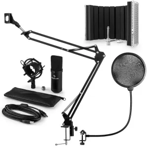 Auna CM001B Mikrofon-Set V5 Kondensatormikrofon Arm POP-Schutz Schirm schwarz