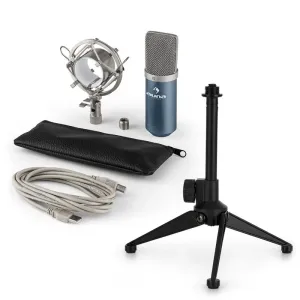 Auna MIC-900BL USB Mikrofonset V1 | blaues Kondensator-Mikrofon | Tischstativ