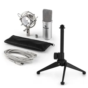 Auna MIC-900S USB Mikrofonset V1 | silbernes Kondensator-Mikrofon | Tischstativ