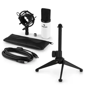 Auna MIC-900WH USB Mikrofonset V1 | weißes Kondensator-Mikrofon | Tischstativ