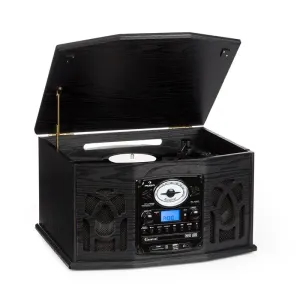 Auna NR-620 Stereoanlage Plattenspieler MP3-Aufnahme Holzgehäuse schwarz