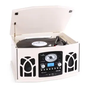 Auna NR-620 Stereoanlage Plattenspieler MP3-Aufnahme Holzgehäuse creme
