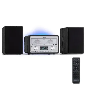 Auna Elton Stereo-Anlage CD BT MP3 DAB+ UKW Radio VU-Meter Ambientelicht