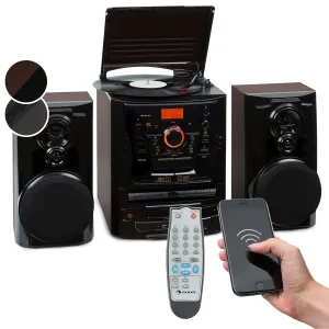 Auna Franklin Stereoanlage Plattenspieler 3-fach-CD-Player BT Kassetten AUX USB-Port