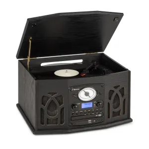 Auna NR-620 DAB Stereoanlage Holz Plattenspieler DAB+ CD-Player schwarz