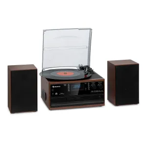 Auna Oakland DAB Plus Retro-Stereoanlage DAB+/FM BT-Funktion Vinyl CD Kassette inkl. Lautsprechern #273372
