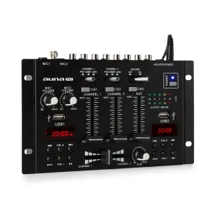 Auna Pro DJ-22BT MKII Mixer 3/2-Kanal-DJ-Mischpult BT 2xUSB Crossfader Talkover