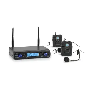 Auna Pro UHF200C-2B 2-Kanal UHF-Funkmikrofon-Set Receiver 2xTransmitter Headset